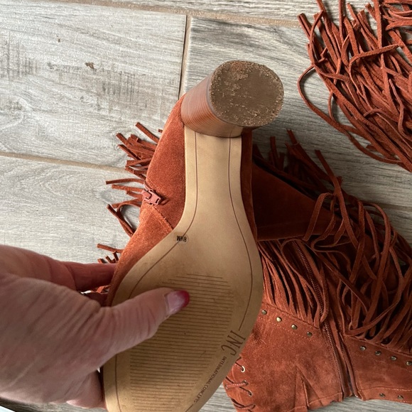 Suede Leather Fringe Boots 8.5 - Picture 3 of 5